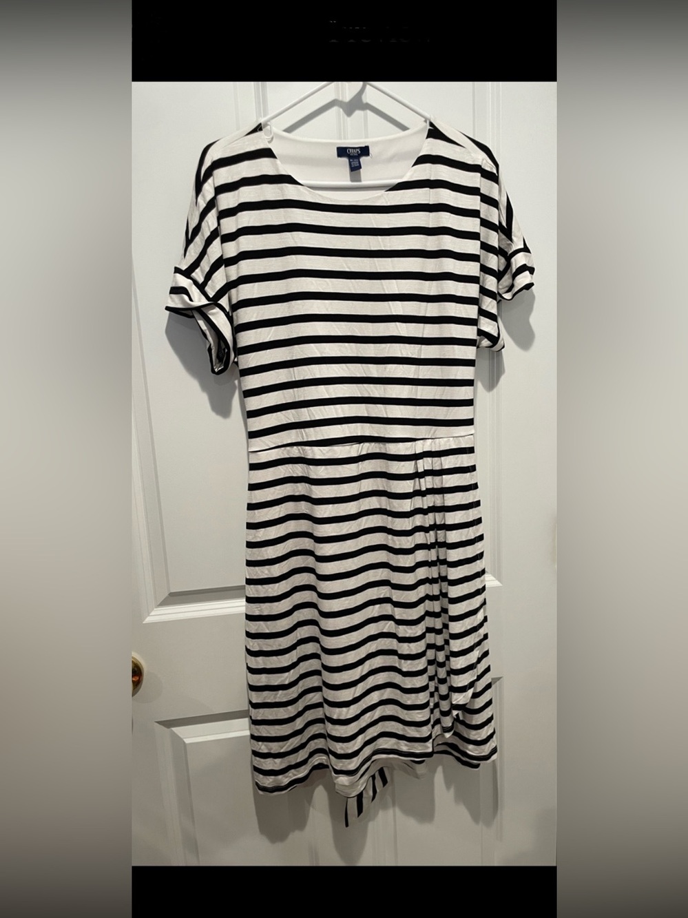 White Striped Casual Tee Dress NWOT - Picture 3 of 4